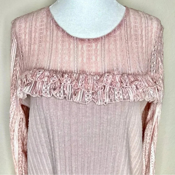 Anthropologie KAS New York Textured Ribbed Lace Dress Blush Pink Size M Medium - Picture 3 of 6